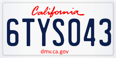 CA license plate 6TYS043