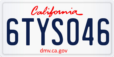 CA license plate 6TYS046