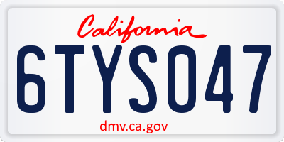 CA license plate 6TYS047