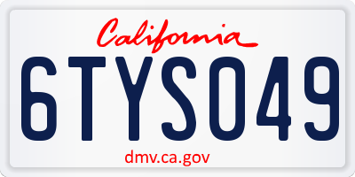 CA license plate 6TYS049