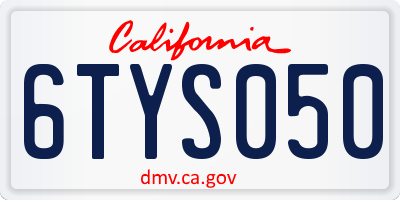 CA license plate 6TYS050