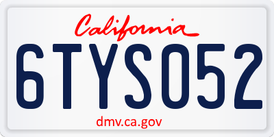 CA license plate 6TYS052