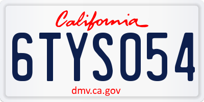 CA license plate 6TYS054