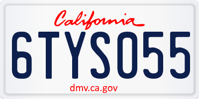 CA license plate 6TYS055