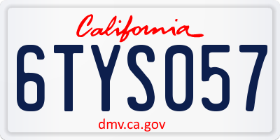 CA license plate 6TYS057
