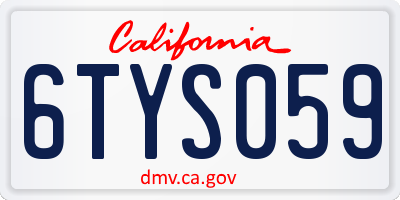 CA license plate 6TYS059