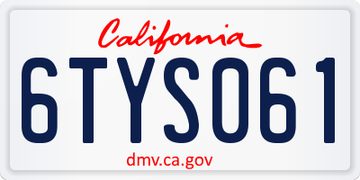CA license plate 6TYS061