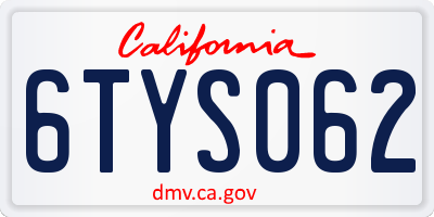 CA license plate 6TYS062
