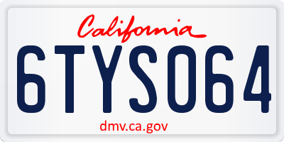 CA license plate 6TYS064