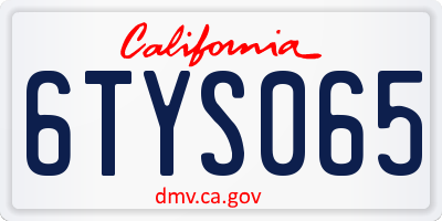 CA license plate 6TYS065