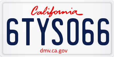 CA license plate 6TYS066