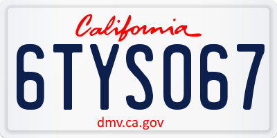 CA license plate 6TYS067
