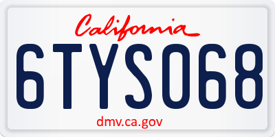 CA license plate 6TYS068