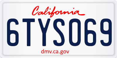 CA license plate 6TYS069
