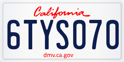 CA license plate 6TYS070