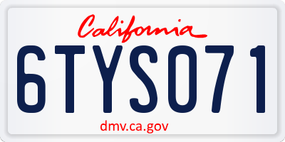 CA license plate 6TYS071