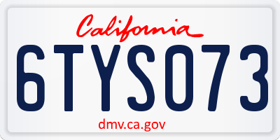 CA license plate 6TYS073