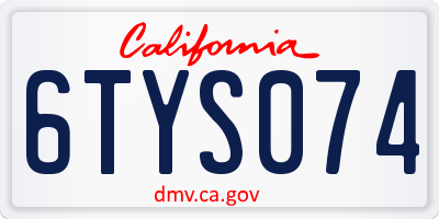 CA license plate 6TYS074