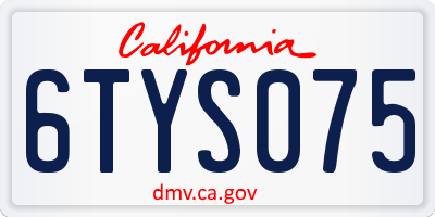 CA license plate 6TYS075
