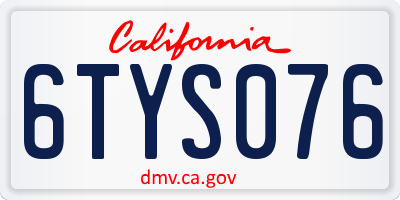 CA license plate 6TYS076