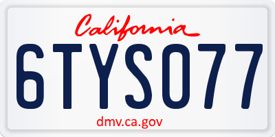 CA license plate 6TYS077