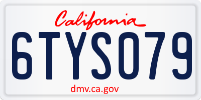 CA license plate 6TYS079