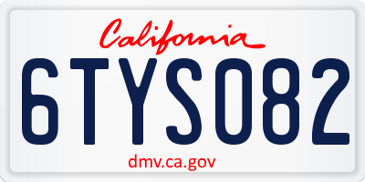 CA license plate 6TYS082