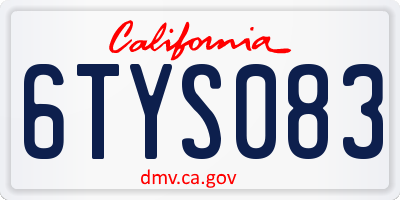 CA license plate 6TYS083