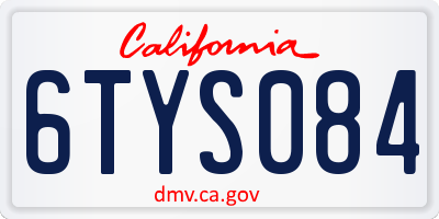 CA license plate 6TYS084