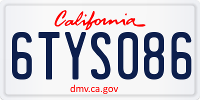 CA license plate 6TYS086