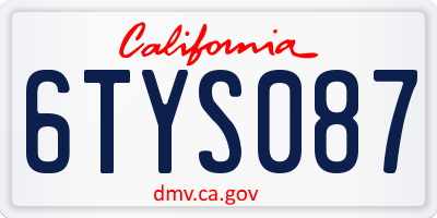 CA license plate 6TYS087