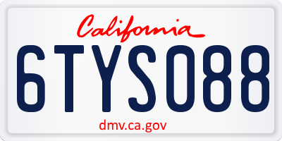 CA license plate 6TYS088