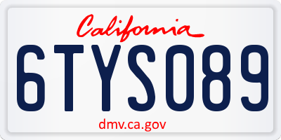 CA license plate 6TYS089