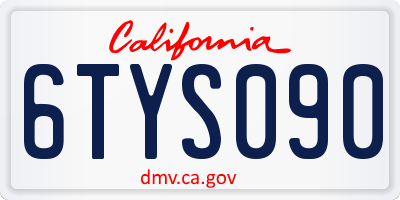 CA license plate 6TYS090
