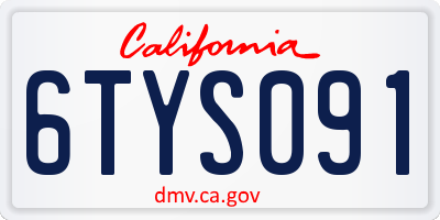 CA license plate 6TYS091