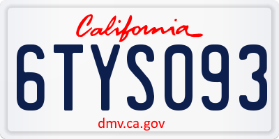 CA license plate 6TYS093