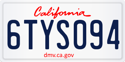 CA license plate 6TYS094