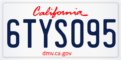 CA license plate 6TYS095