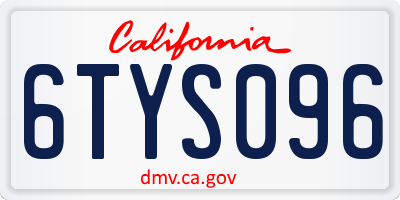 CA license plate 6TYS096