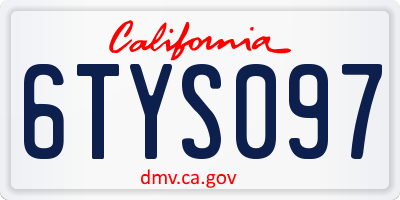 CA license plate 6TYS097