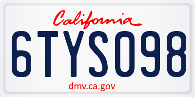 CA license plate 6TYS098