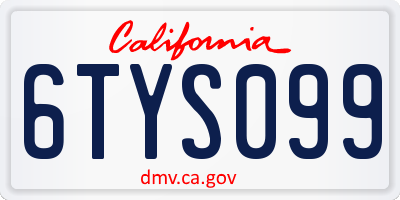 CA license plate 6TYS099