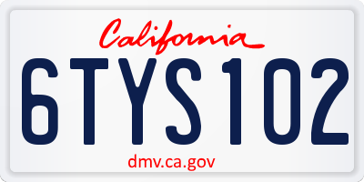 CA license plate 6TYS102