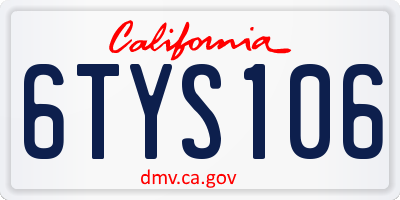 CA license plate 6TYS106