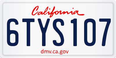 CA license plate 6TYS107