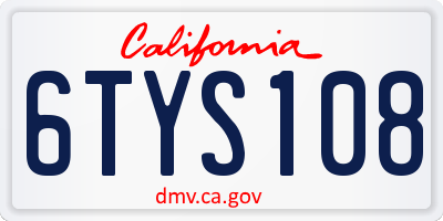 CA license plate 6TYS108