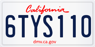 CA license plate 6TYS110