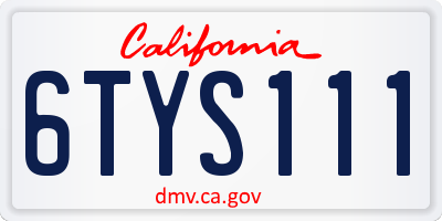 CA license plate 6TYS111
