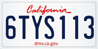 CA license plate 6TYS113