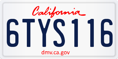 CA license plate 6TYS116
